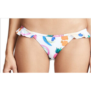 PilyQ Women Fruit Print Ruffle Bikini Bottom Full Swimsuit Multi Size M